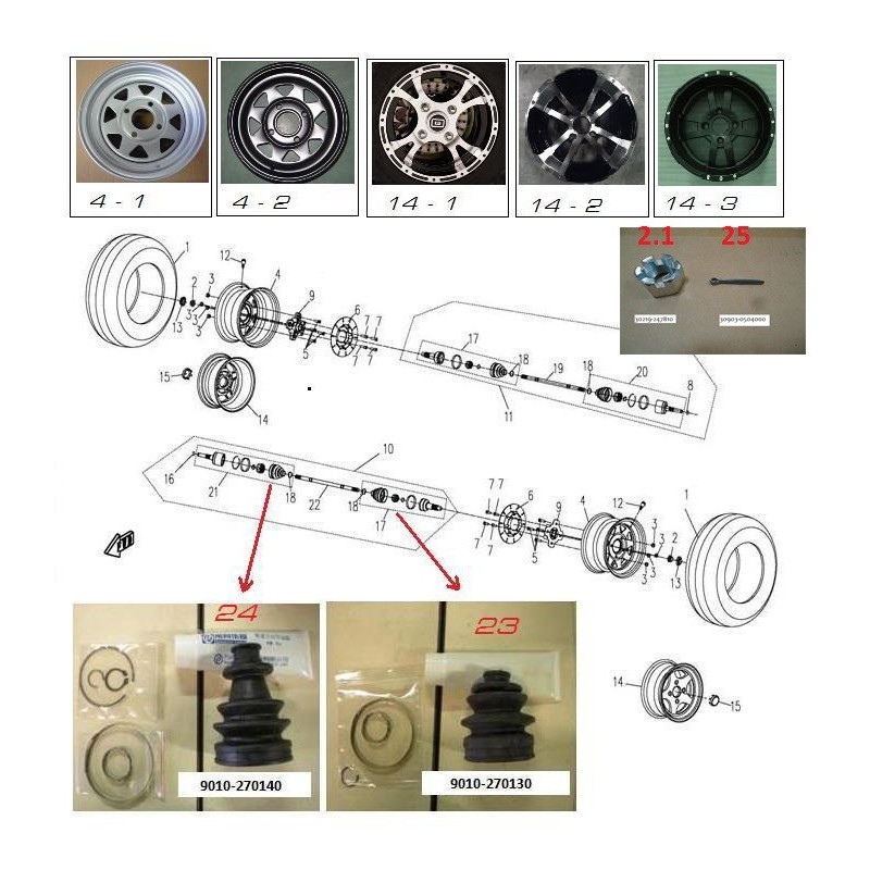 Kit soufflet de cardan cote pont