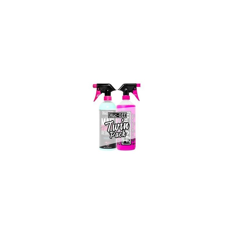 Kit entretien MUC-OFF Twin Pack Nettoyant Moto 1L + Matt Finish 750ml