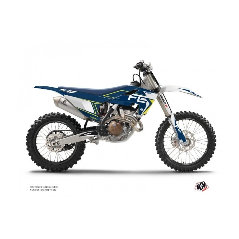 Kit Déco Moto Cross Halftone Husqvarna FC-FE Blanc Bleu