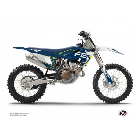Kit Déco Moto Cross Halftone Husqvarna FC-FE Blanc Bleu