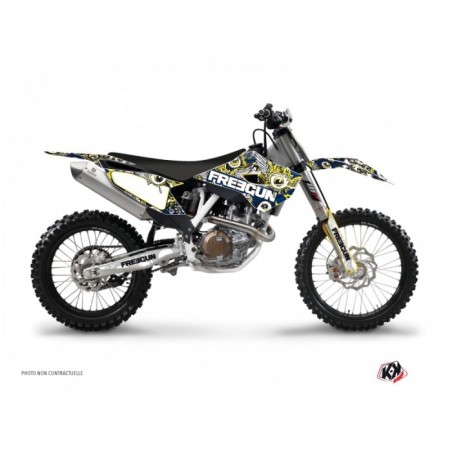 Kit Déco Moto Cross Freegun Eyed Husqvarna FC 350 Bleu Jaune