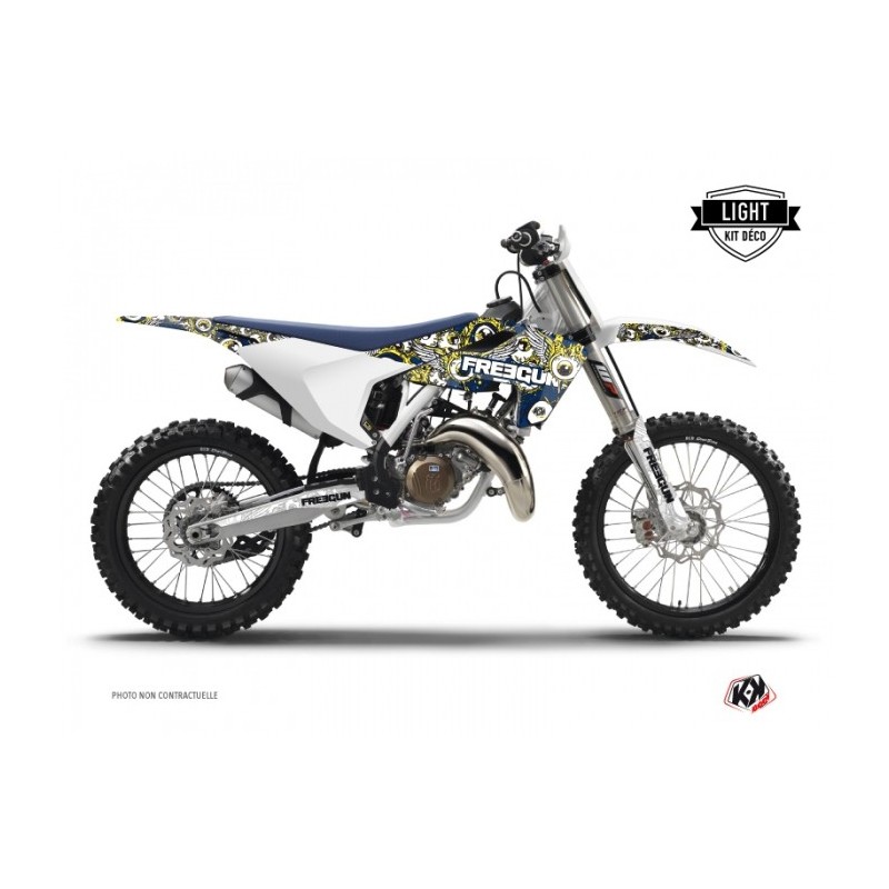 Kit Déco Moto Cross Freegun Eyed Husqvarna FC 350 Bleu Jaune LIGHT