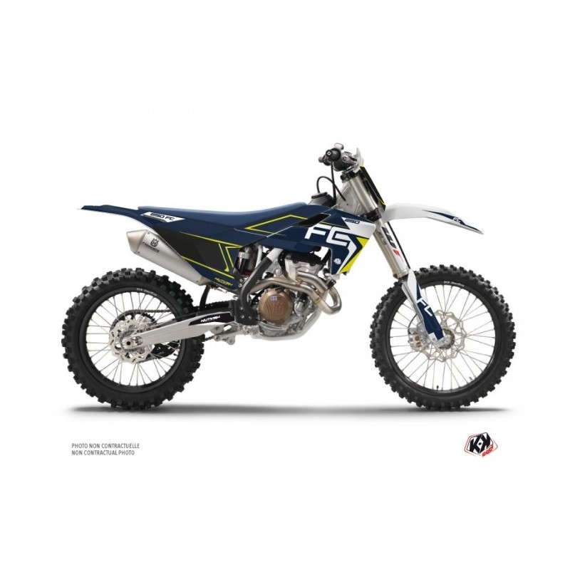 Kit Déco Moto Cross Halftone Husqvarna FC-FE Blanc Bleu