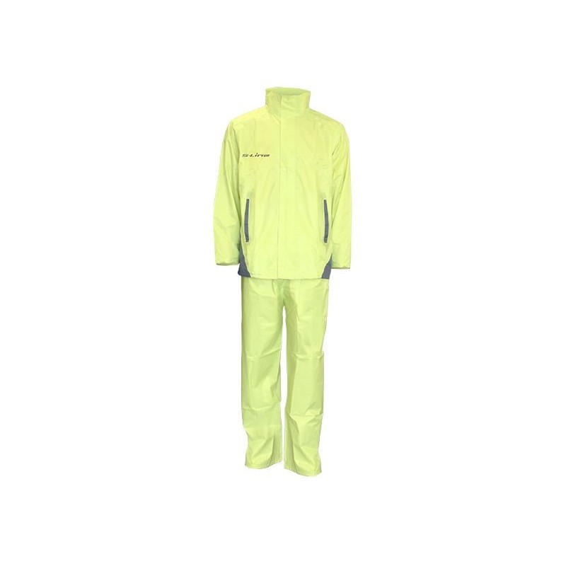 Ensemble Pluie Taille L Polyester Revêtement Pvc Jaune Marquages Reflechissants