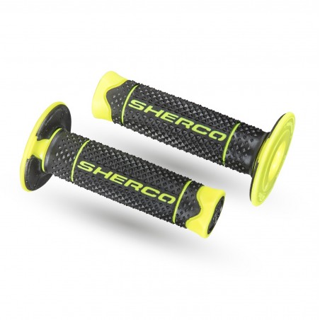 POIGNEE SHERCO PAIRE NOIR JAUNE FLUO SOFT