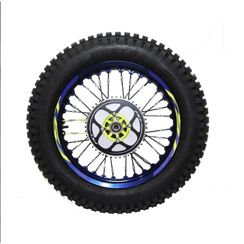 ROUE ARRIERE TR BLEU BRI 19+MOYEU JAUME FLUOR Z44